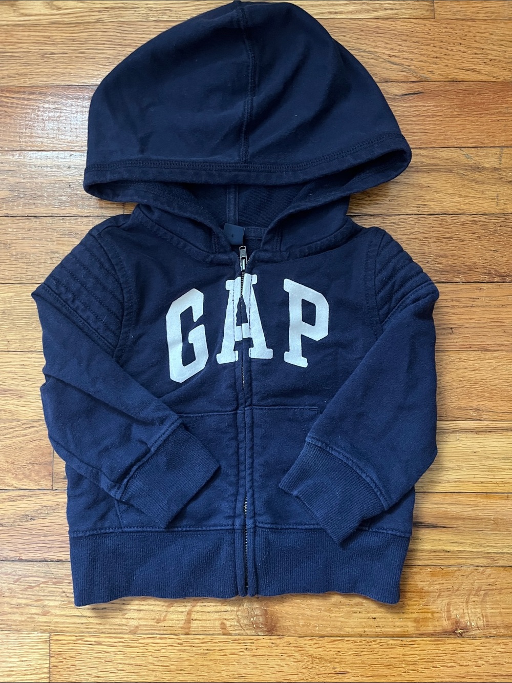 GAP Navy Zip Hoodie with Contrast Logo for toddlers